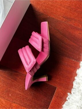 Abound Pink Quilted Dual-Strap Block Heel Sandals